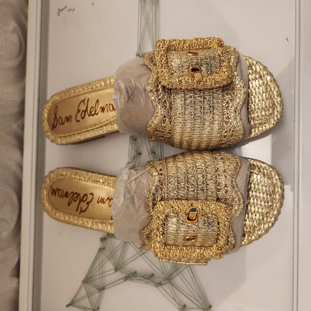 Sam Edelman Gold "Bambi" Slides. NIB. Size 6 NWT - image 4